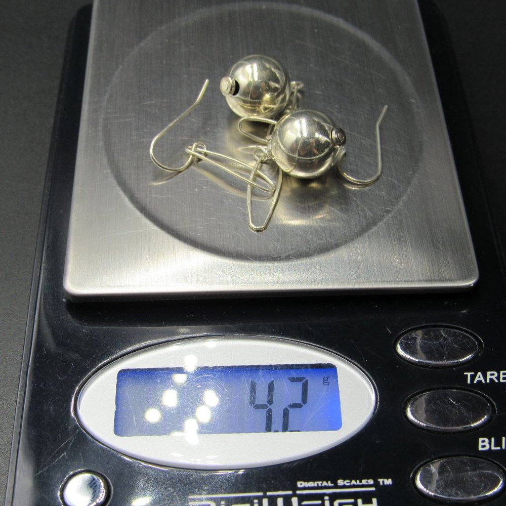 Sterling Silver Medium Orb Long Dangle Earrings - image 7